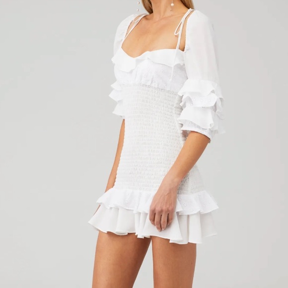 ✴️ NWOT NEW FOR LOVE & LEMONS
BORA BORA RUFFLE MINI DRESS WHITE SIZE SMALL - Picture 3 of 9